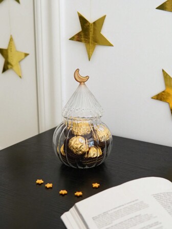 1st Original Moon Glass godisförrådsburk, chokladnötsburk, lyxig minimalistisk design, godisburk kryddburk, kaffeförvaringsburk, lämplig för kök, matsal, vardagsrum, heminredning, present