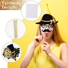 23 件套照片亭道具趣味摄影配件，适用于生日、婚礼、派对、迪斯科狂欢节、帽子、嘴唇、领带、皇冠、派对游戏和活动拍摄用品 - 彩色 - 查看 5