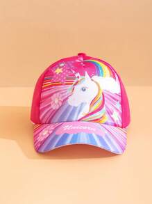 1pc Cute Pink Unicorn Theme Children's Baseball Cap, Small And Fitting Children's Head Shape, Lightweight And Comfortable, Lovely Accessory For Daily Outfit, Also A Thoughtful Gift For Little Kids. - Pink - View 8