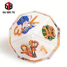 7-Die Sharp Edge Resin GUBEITE D-N-D Dice Set With Dice Case, Polyhedral Dice Filled With Peking Opera Elements For Role Playing Game D&D Dice (Peking Opera) - Gold - View 10