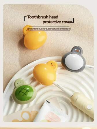 1pc/2pcs/3pcs Toothbrush Head Protector Case, Portable Toothbrush Cap Cover, Home Travel Electric Toothbrush Dustproof Holder, Cartoon Toothbrush Head Storage Box. Suitable For Travel And Commuting. Dustproof And Breathable.