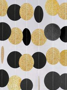 1 Set (2pcs) Paper Round Confetti Hanging Decorations For Party, Room Background, Celebration - Black - View 13