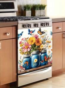 1pc Sunflower & Butterfly Waterproof PVC Fridge Magnet For Home Decor, Living Room, Dishwasher Decor, Bedroom Wall Sticker Decals - Multicolor - View 1