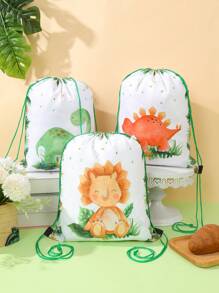 6/12pcs Green Leaf Dinosaur Theme Party Set, Dinosaur Theme Birthday Party Gift Packaging Supplies Gift Bags, Reusable, Suitable For Gender Reveal Party, 1st Birthday Tabletop Decor, Dinosaur Theme Backpack, Snack Storage Bags - Baby Dinosaur - View 3