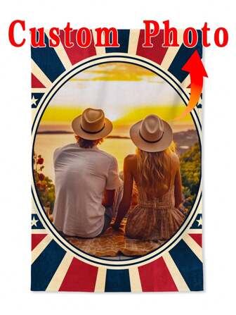 2pcs Retro American Style Framed Custom Photo Printed Towels, Modern Simple Multi-Purpose Household Towels, Suitable For Birthday, Valentine's Day, Couples, Travel, Thanksgiving, Christmas, New Year, Halloween, Pets, Anniversary, All Season Home, Kitchen, Bathroom, Living Room, Dining Room, Bedroom