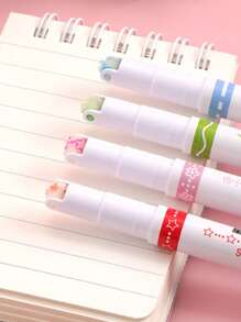 Set da 6 penne con linee curve, penne rapide per pianificatori, a forma di fiore ondulato carino, evidenziatori, penne per scrittura a mano e disegno per studenti, penne per tracciare bordi floreali, penne a sfera, penne per pianificatori di linee per studenti, evidenziatori, penne evidenziatori con timbro a rullo