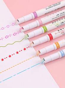 Set da 6 penne con linee curve, penne rapide per pianificatori, a forma di fiore ondulato carino, evidenziatori, penne per scrittura a mano e disegno per studenti, penne per tracciare bordi floreali, penne a sfera, penne per pianificatori di linee per studenti, evidenziatori, penne evidenziatori con timbro a rullo