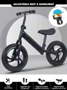 Balance Bike Carbon Steel Frame No Pedal Walking Balance Bike Training - Black - View 1