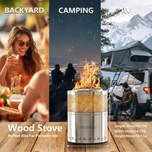 Portable 15 INCH STAINLESS STEEL SMOKELESS FIREPIT FOR WOOD OR PELLET BURNING