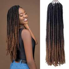 Straight Locs Ombre Crochet Hair Goddess Faux Locks Hair African 18inch 24 Roots Dreadlocs Synthetic Braiding Hair Extensions - Multicolor - View 15