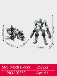 8 Styles Creative Steel Mech Robots Building Blocks Kid's Birthday Gifts Cool Transformation Weapon Warrior Model Bricks - Multicolor - View 2