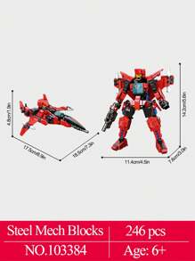 8 Styles Creative Steel Mech Robots Building Blocks Kid's Birthday Gifts Cool Transformation Weapon Warrior Model Bricks - Multicolor - View 12