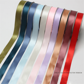 1 Roll 2.5cm Wide Solid Color Polyester Satin Ribbon, For Mother's Day, Birthdays, Cake Wrapping, Floral Bouquets, Gift Wrapping, Festivals