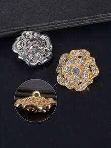 2 peças/Pacote Botões de Metal Rosas Retrô Oco Encrustados de Strass, Botões Decorativos para Casaco de Pele, Corta-Vento, Suéter, Cardigan, Vestuário Feminino de Alta Qualidade, Sapatos, Chapéus, Caixa de Presente, Bolsas, Acessórios de Costura DIY de Joalheria da Moda
