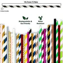 25/50 pezzi Cannucce di carta - Cannucce a righe per feste, ecologiche, cannucce di carta non assorbenti per bere e lavoretti per feste quotidiane/feste di compleanno/matrimoni/anniversari, decorazioni per matrimoni, decorazioni per la casa, decorazioni per feste nuziali - Multicolore - Visualizzare 2