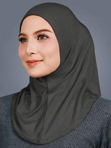 1 pieza Hijab de unicolor de moda para mujer, elegante y cómoda envoltura de cabeza de lino con cristales para protección solar diaria al aire libre
