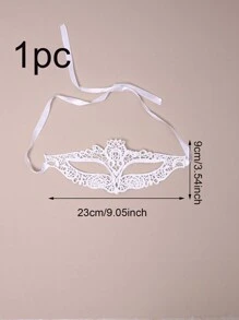 1 pieza/3 piezas/6 piezas - Máscara de encaje blanco/5 piezas negro para decoración de fiesta de vacaciones, máscara de mascarada para mujeres, con correa ajustable