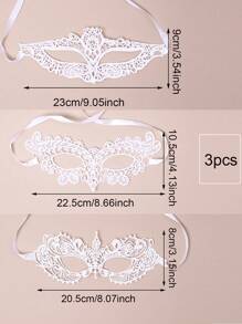 1 pieza/3 piezas/6 piezas - Máscara de encaje blanco/5 piezas negro para decoración de fiesta de vacaciones, máscara de mascarada para mujeres, con correa ajustable