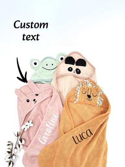 Hooded Towel With Name, Personalized Gifts, Towel, Birth, Towel Christmas, Baptism, Cute Bath Towel Home Bathroom Decor Fall Decor Beach Essentials Back To School Shower Towels For Beauty Salon, Hotel Sports,Home Essentials, Towel, Skin Care