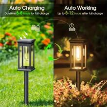 Solar Powered Garden Lights , Bright Solar Path Lights Outside Waterproof, Solar Powered Landscape Lights Solar Garden Interiors - Black - View 4