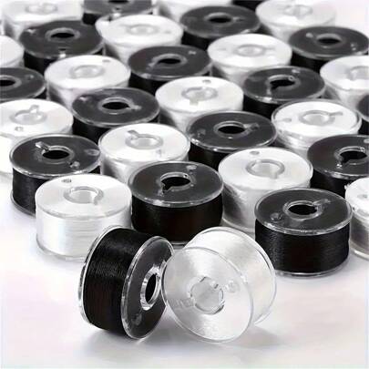20Pcs Universal Sewing Machine Embroidery Plastic Bobbins Black White Multifunctional Thread Spools For Household Use