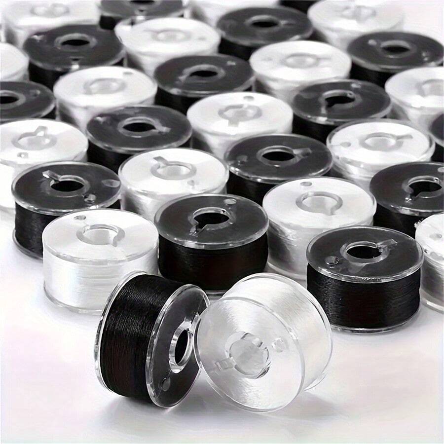 20Pcs Universal Sewing Machine Embroidery Plastic Bobbins Black White Multifunctional Thread Spools For Household Use - Multicolor - View 1
