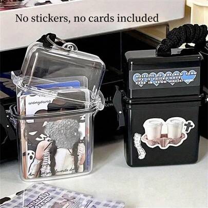 1 pieza Caja de almacenamiento de tarjetas fotográficas de ídolos K-POP - Cristal transparente a prueba de agua y polvo, con tapa de y correa y gancho colgantes - Adecuado para almacenar tarjetas de ídolos, tarjetas deportivas, tarjetas de juego de Europa, América, Japón y Corea, ideal como regalo de vacaciones, cumpleaños, Navidad y Año Nuevo