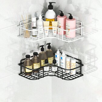 Smidesjärns triangelställ hörn badrumsställ toalett väggmonterat köksförvaringsställ kök stansfri förvaring hem badrumsinredning badrumsorganisatör höstdekoration tillbaka till skolan