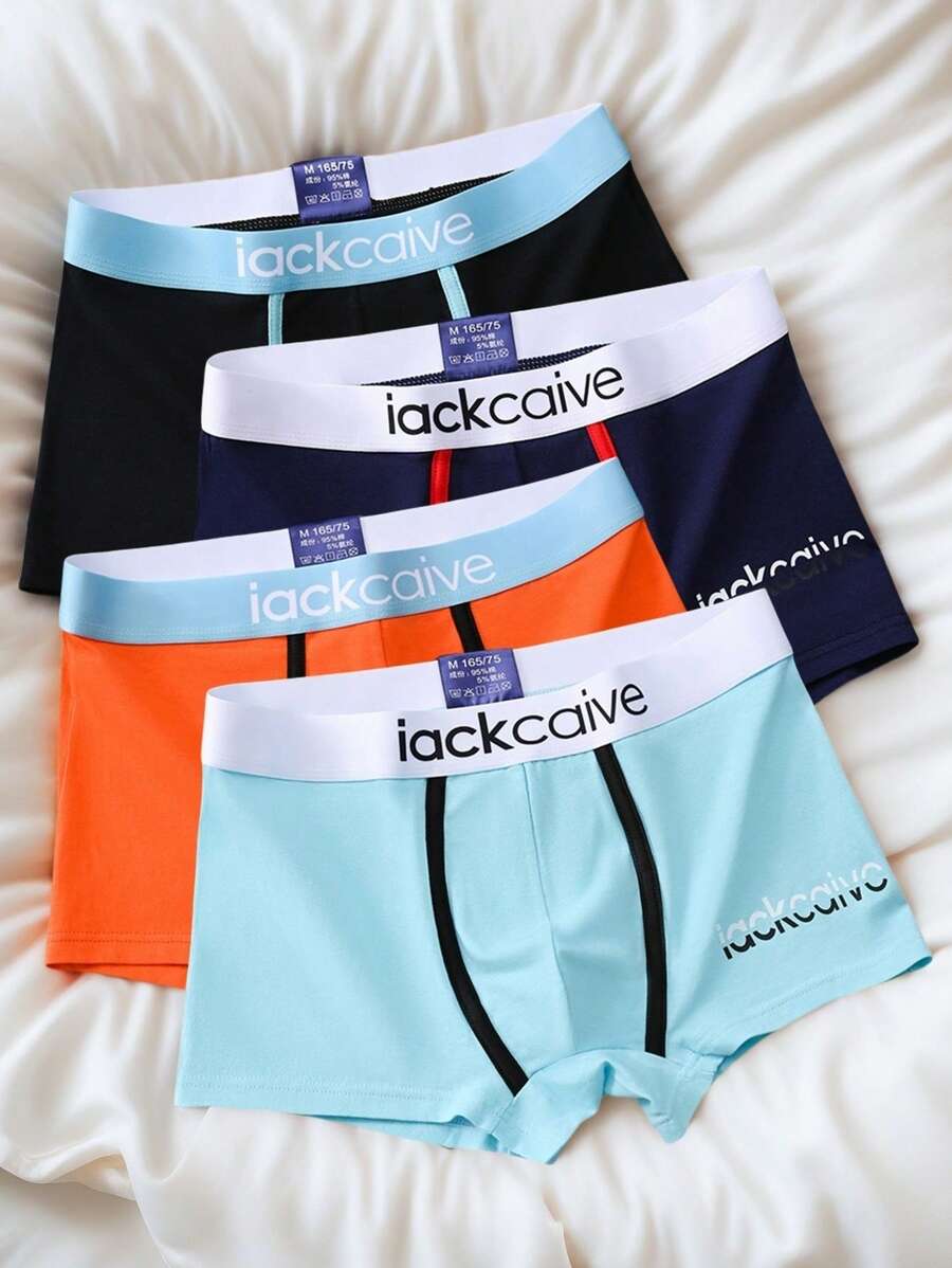 4pcs Men's Printed Boxer Briefs, Comfortable Elastic Waist Men's Boxer Shorts - Multicolor - View 1