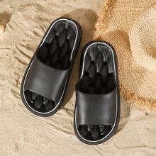 2024 New Fashionable And Versatile EVA Unisex Couple Slippers, Waterproof For Bathroom Use, Ribbed Texture With Strong Friction For Anti-Slip And Wear-Resistant, Massage Bottom For Comfort And Health, Minimalist Style, For Home And Bathroom