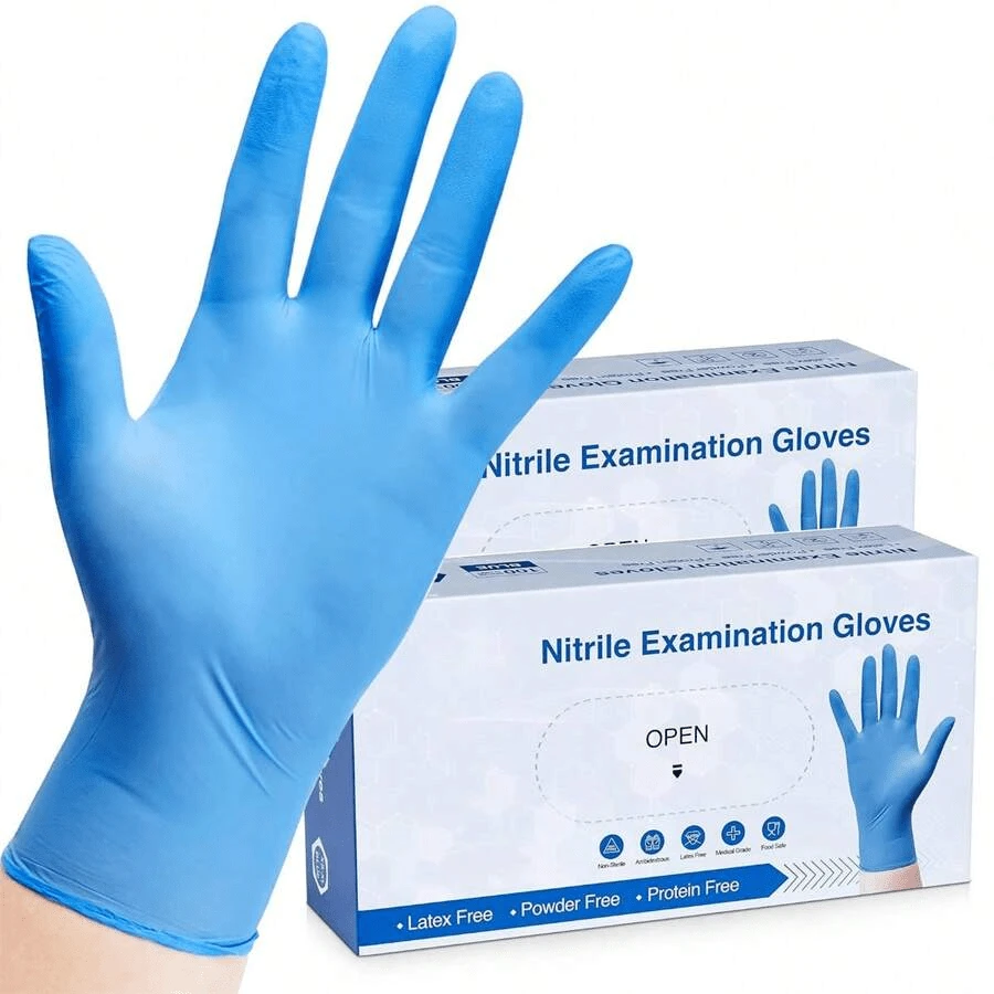 100pcs Disposable Nitrile Gloves, Thickened, Powder-Free, Latex-Free, Sterile, High Elasticity, High Protection, Comfortable, Durable, Suitable For Household, Food Safety, Cleaning, Hair Styling, Pets, Gardening, Crafts, Automotive -Blue - Blue - View 1