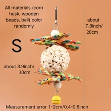 Bird Toys Conure Toys Hanging Natural Soft Sola Ball Natural Corn Husk Beak Chew Shred Colorful Forage Toys For Parrots, Cockatiel, Conure, Love Birds,Parakeets,Budgie And Other Small Birds - Multicolor - View 2