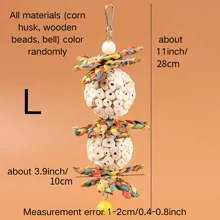 Bird Toys Conure Toys Hanging Natural Soft Sola Ball Natural Corn Husk Beak Chew Shred Colorful Forage Toys For Parrots, Cockatiel, Conure, Love Birds,Parakeets,Budgie And Other Small Birds - Multicolor - View 3