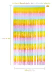 柔和的金属丝流苏窗帘，3.3 x 6.6 英尺彩虹金属箔派对窗帘，复活节、生日、性别揭晓、独角兽主题派对的窗帘飘带背景 - 彩色 - 查看 4