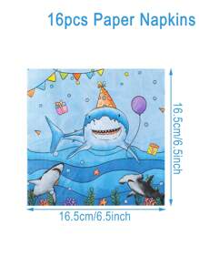 40pcs/Set Marine Shark Theme Disposable Tableware Set, Underwater World Blue Shark Party Decoration Birthday Decoration Disposable Tableware, Birthday Gift Party Favor, Summer Pool Party Disposable Food Container, Kitchen Food Tray Cake Tray Disposable Plates, Babe Shower Decor, Party Beverage Cup Water Cup