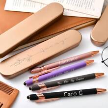 Engraved Rose Gold Pen Set, Personalized Pen Gift For Women, Customized Luxury Ballpoint Pens With Soft-Touch Finish And Gift Box, Date Ideas, Valentine's Day Gifts For Husband, Christmas Gift, Date Night Ideas Anniversary Gifts, Gifts For Her For Him Back To School, Multi-Functional, Waterproof, Ornamental, Reusable, Colorful, Vintage, Cute, Modern, Custom, Personalized, Unique, Customized, Ideal Gifts For Him, Ideal Gifts For Friends, For Business/Work/Office, For School, Back To School,Multi-Functional,Ornamental,Reusable,Modern,Colorful,Cute,Vintage,Cartoon,Kawaii,Custom,Personalized,Unique,Customized,Workers,Clients,Students,For Business/Work/Office,For School,School Supplies