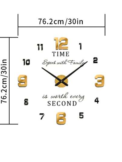 YZOK 1pc Large DIY 3D Frameless Wand Clock, Sticker Klok Kit Home Living Room Bedroom Office ations view 6