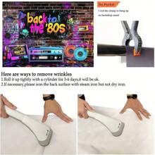 Telón de fondo para fiesta retro de los 80 - Decoración de poliéster multiusos, adecuado para temas de hip hop, rock y discoteca - Perfecto para cumpleaños, bodas, fotomatón y talla grande - Multicolor - Ver 9