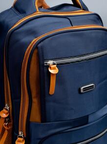 Large Laptop Backpack For School Executive Men's Adults Reinforced Waterproof - 藏蓝色 - 查看 6