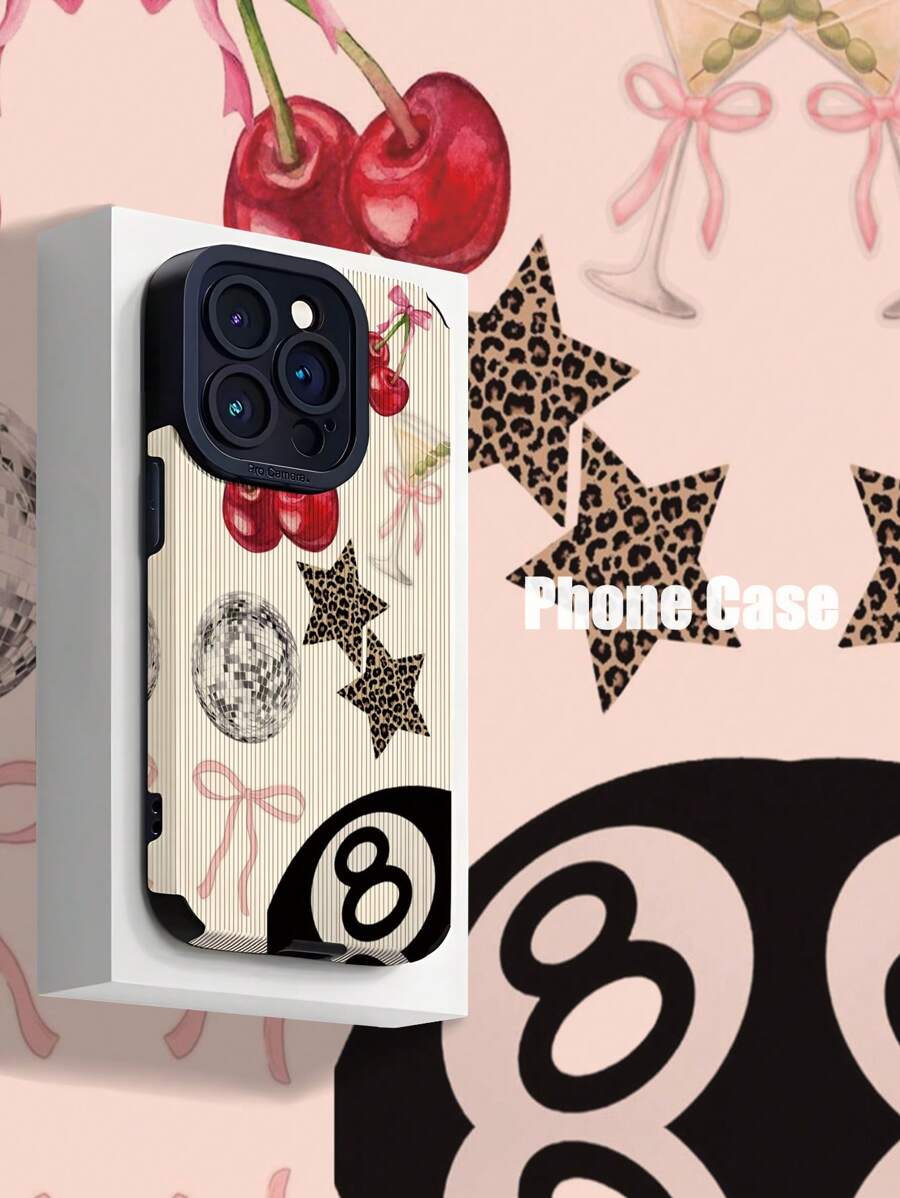 1 Ốp lưng điện thoại bảo vệ bằng da giả họa tiết ngôi sao và bóng 8 bóng tối giản tương thích với Apple và 17/17PLUS/17PRO/17PROMAX - Nhiều màu - Xem 1