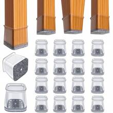 16pcs Chair Leg Floor Protectors Premium Clear/Black For Hardwood Floors - Polished Metal Finish, Durable Furniture Feet Covers With Felt Pads & Rubber Caps, 4 Sizes Available