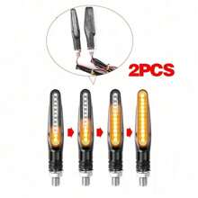 Señales de giro LED para motocicleta, indicadores direccionales, luz de freno y luz de parada intermitente, luz de circulación diurna (DRL) para motocicleta - Negro - Ver 9