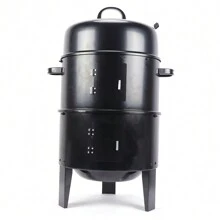 YUNRUX 84CM Smoker Oven Smoking Cabinet Smoking Barrel Grill Oven Smoker With Thermometer - Black - View 3