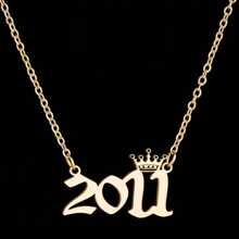 1pc Simple Stainless Steel Letter Necklace 1980-2023 Birthday Year - Gold - View 31