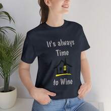 It's Always Time To Wine Tee Shirt | Funny Wine Unisex Short Sleeve Tee Short Sleeve Classic Heavy Cotton T Shirt Printed Graphic Tee Women's Casual Short-Sleeved Top - Black - View 1