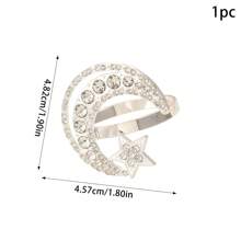 1 件餐巾环月亮和星星金色/银色餐巾环带钻石适用于节日派对家居餐桌装饰用品
