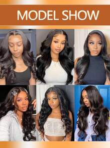 13x6 蕾丝前部真人发假发巴西波浪蕾丝前部假发 13x6 透明蕾丝前部假发女士真人发闭合假发 250% 密度 - Natural Black - 查看 7