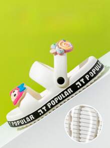 1 双儿童/青少年卡通可爱厚底防滑沙滩凉鞋女童夏季拖鞋 - 白色 - 查看 2