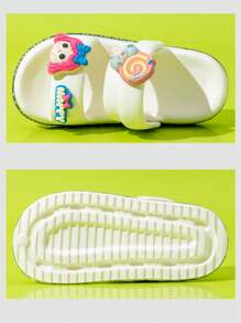 1 双儿童/青少年卡通可爱厚底防滑沙滩凉鞋女童夏季拖鞋 - 白色 - 查看 6