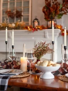 6 件黑金烛台 - 优雅高烛台，适用于婚礼、节日装饰、3 件桌面中心装饰，适合 3/4 英寸锥形或 LED 蜡烛节日装饰 Rama 礼物生日毕业